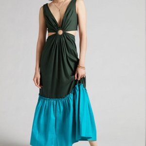 Geisha Designs Flounced Cut-Out Maxi Dress